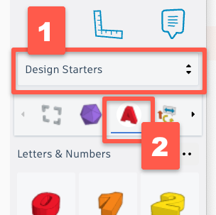 drop down menu with basic shapes, text and numbers.