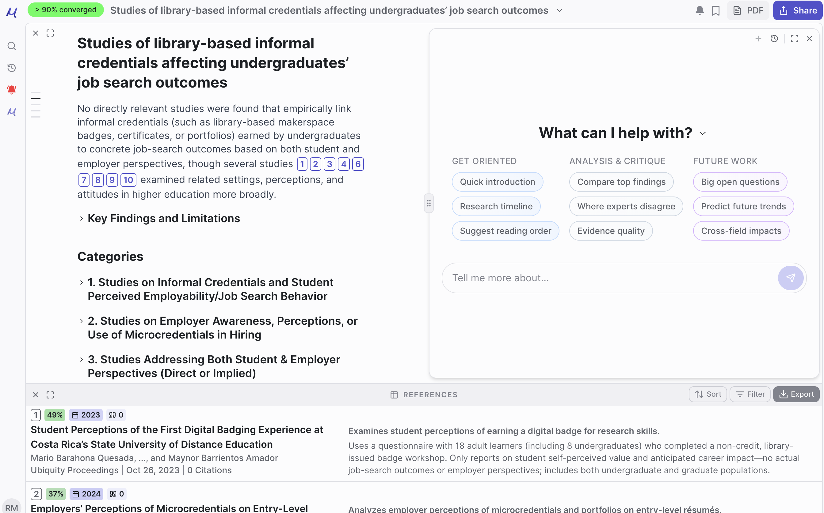 Undermind.ai interface.