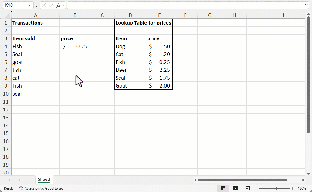 Demonstration of modifying the formula.