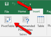 Insert pivot table icon.