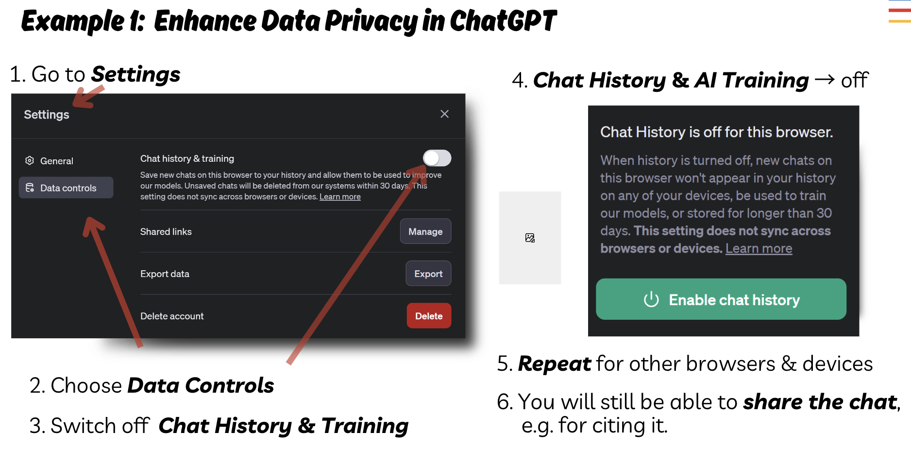 ChatGPT privacy screenshot