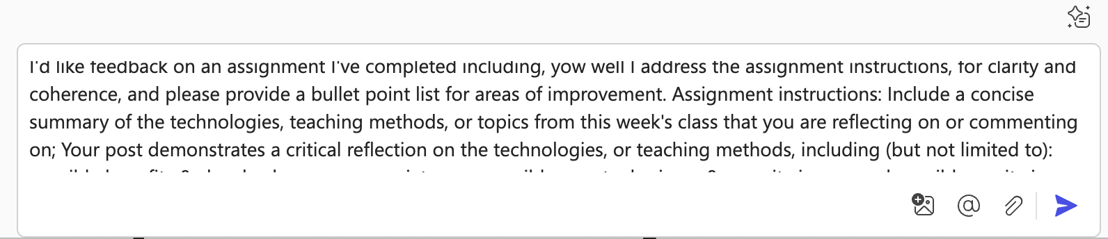 Submitting assignment instructions and the assignment for GenAI feedback