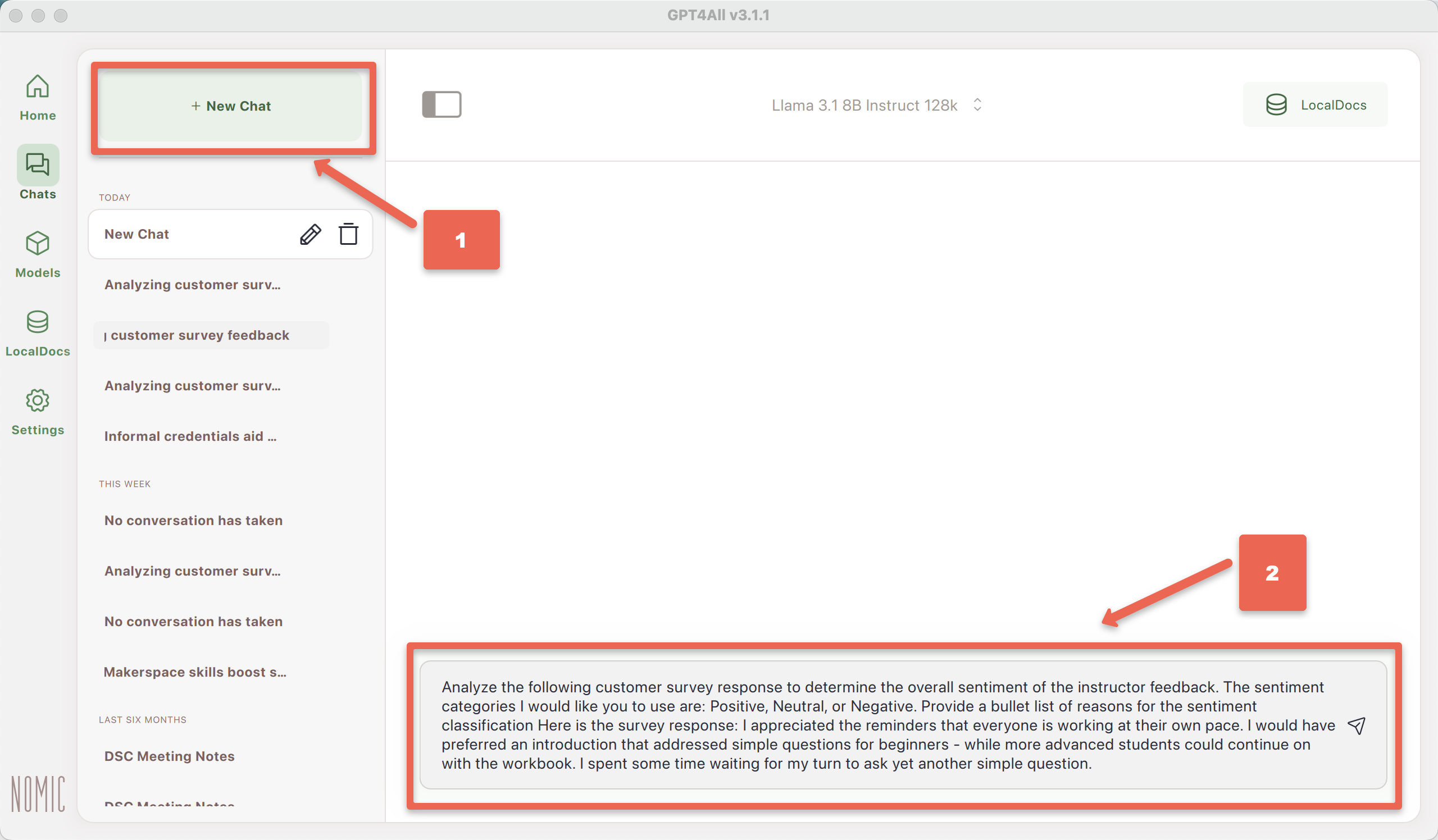 GPT4all manual sentiment analysis example