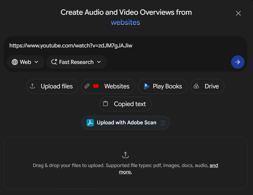 Adding a YouTube URL