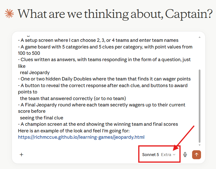 Screenshot of the prompt pasted into the GenAI chat box