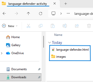 Screenshot of files in directory