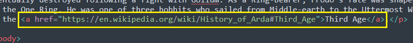 example HTML link in Sublime Text editor