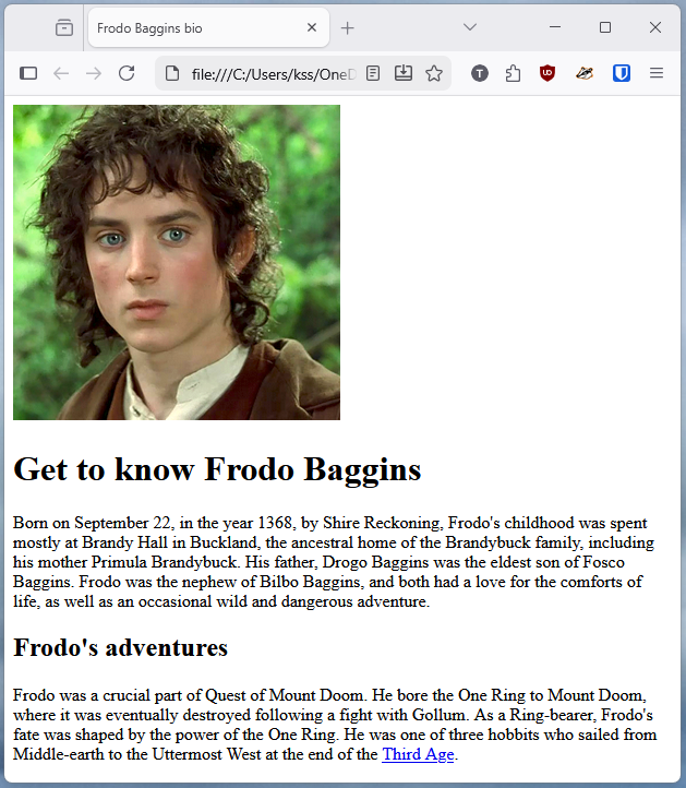 example HTML page to this point in workshop
