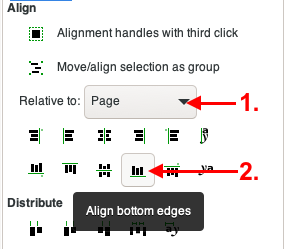 Objects aligned to page bottom