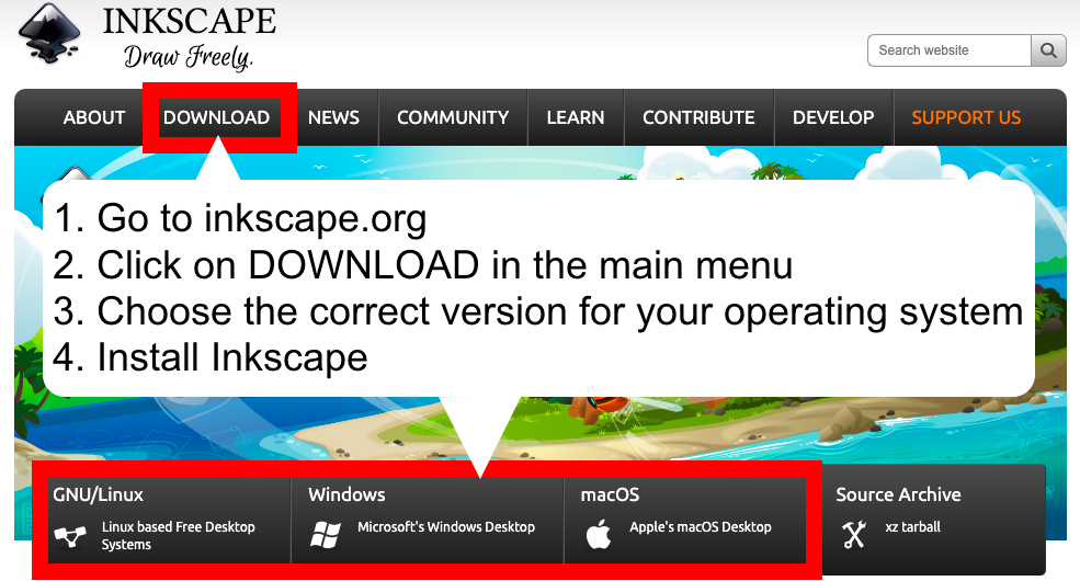 Inkscape download instructions