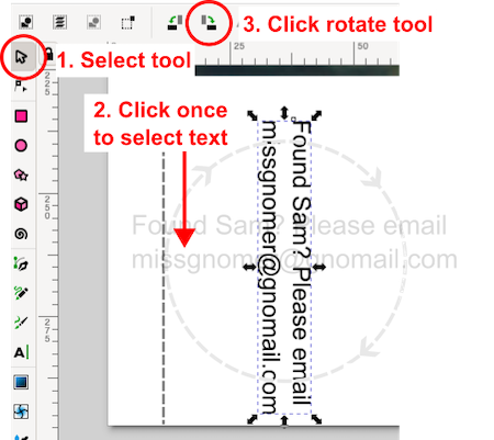 Inkscape rotate text steps