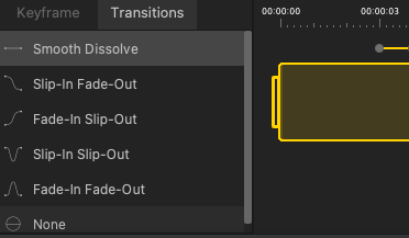 transition editing tab