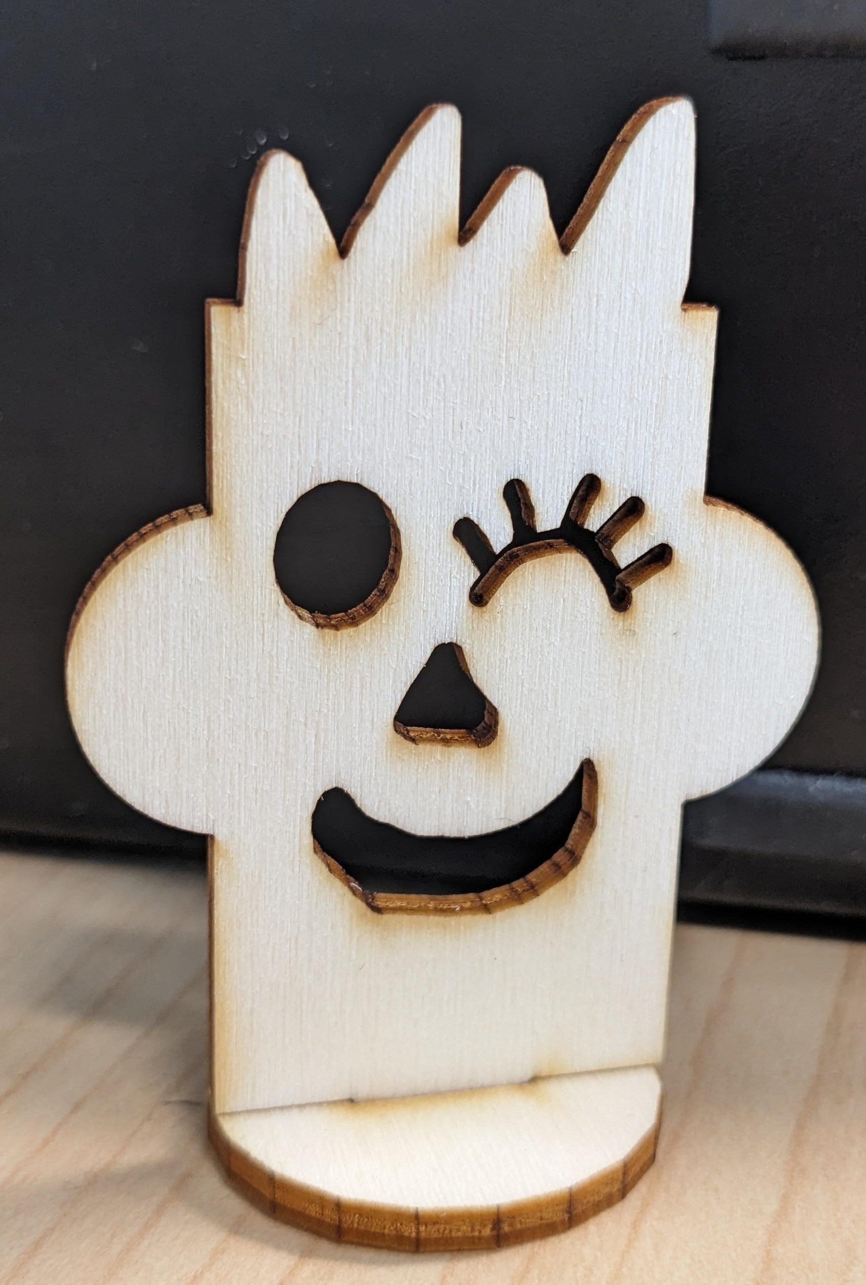 image of a completed laser cut character