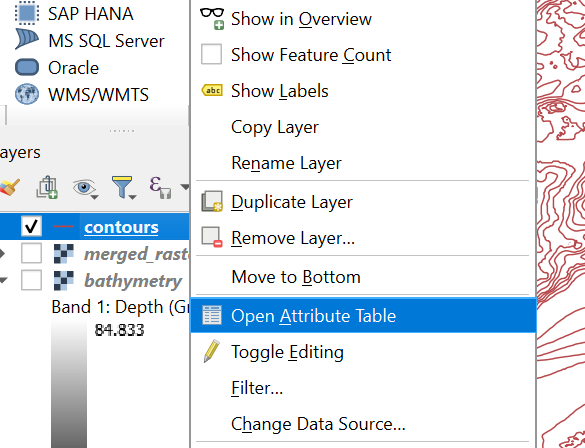 QGIS open attribute table