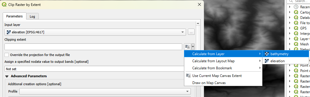 QGIS clip raster