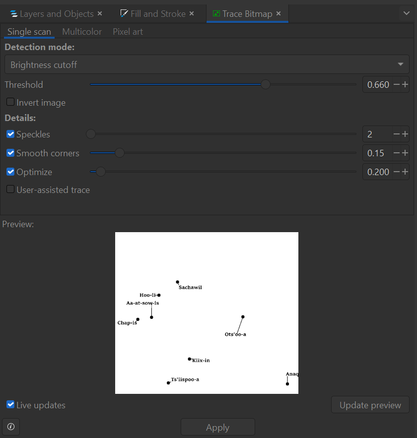 Inkscape trace bitmap tool