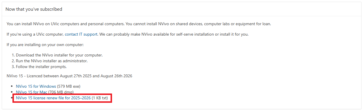 Screenshot of Online Services download page