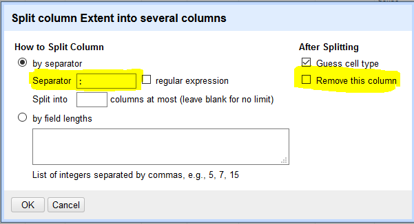 split column pop up