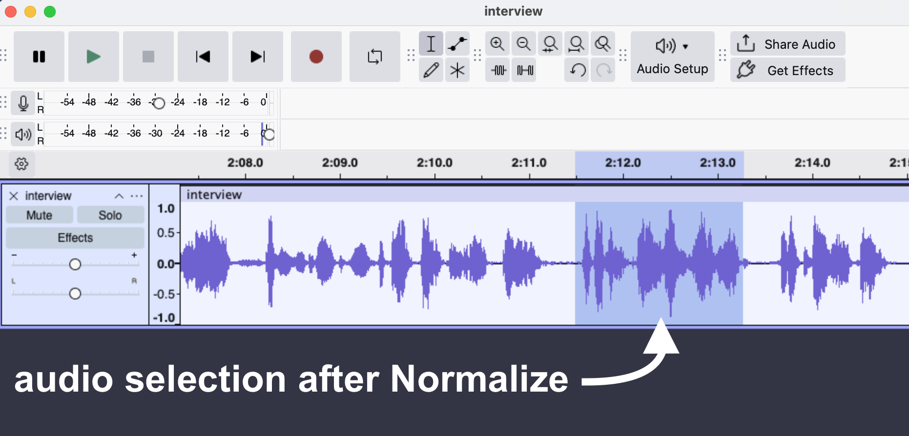 Audacity normalize result