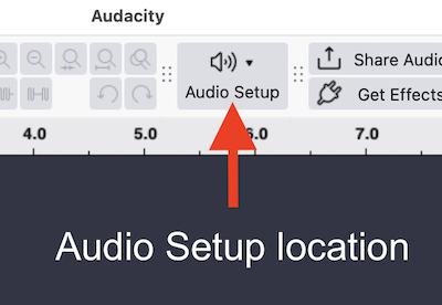 Audacity Setup menu button
