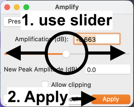 Audacity's Amplify popup