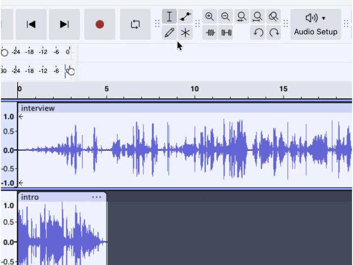 Audacity track split animation