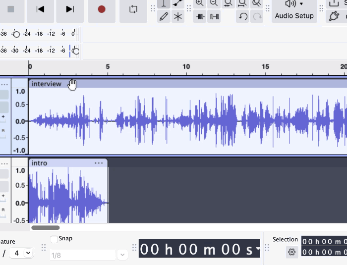 Audacity track move animation