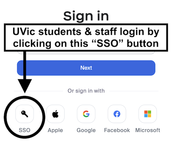 Zoom SSO button location