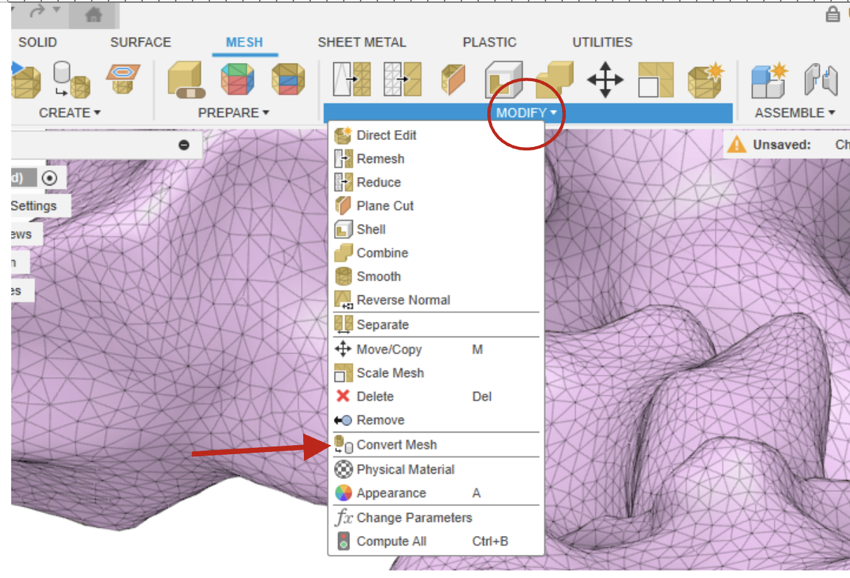 convert mesh