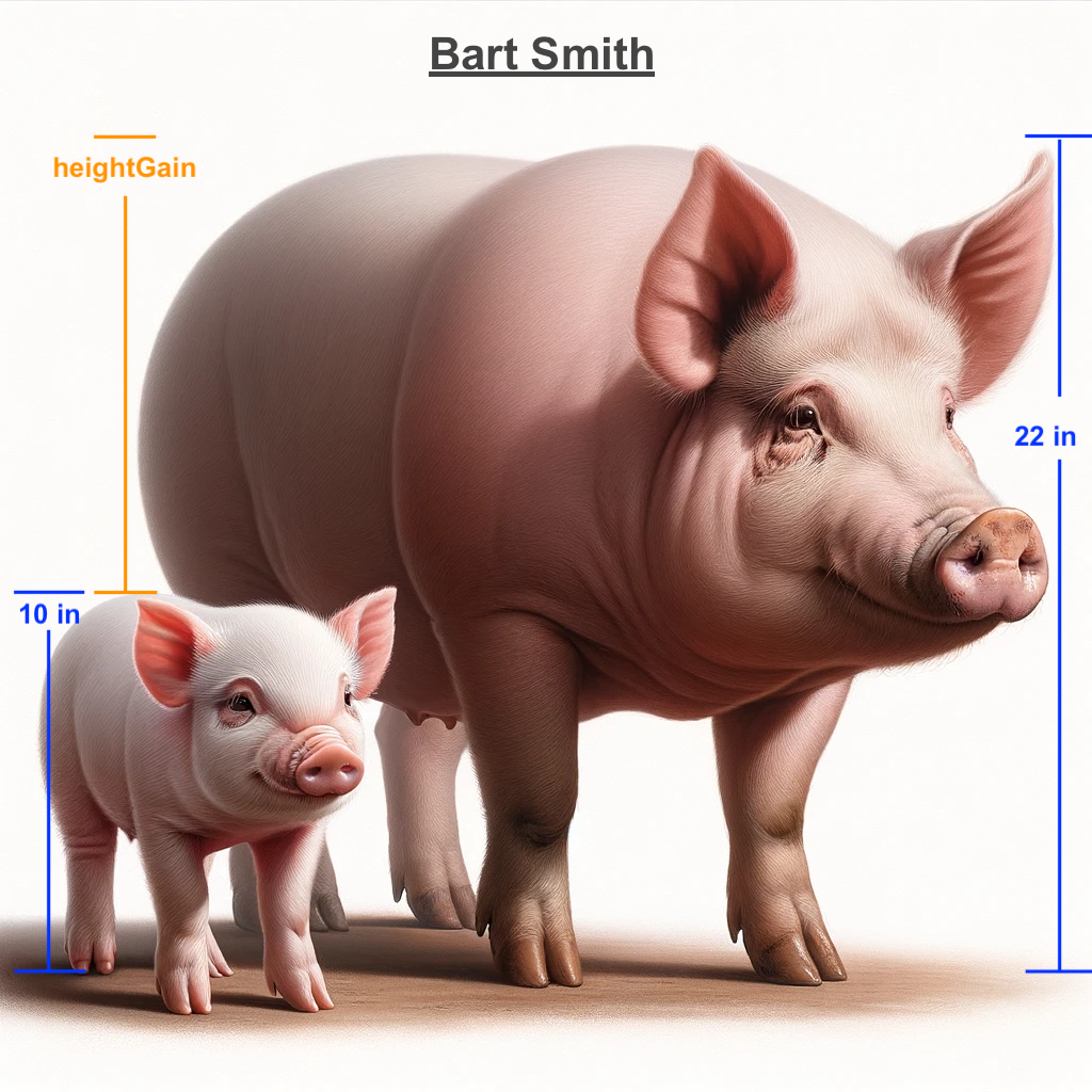 Bart as a piglet and adult