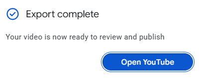 Export complete pop-up