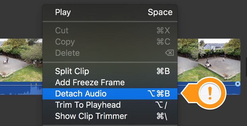 detach audio menu
